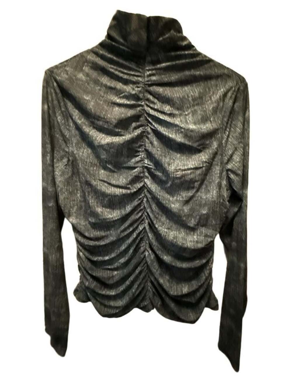 Adore Ruched Long Sleeve Mock Neck Top Size XL Blue